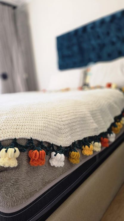 Crochet Bouquet Blanket Velvet Yarn: Handmade Floral Bouquet Throw