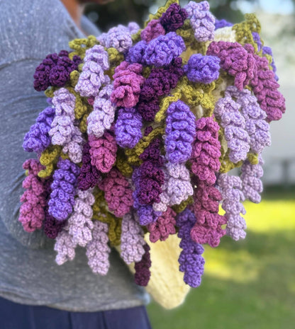 Crochet Lavender Bouquet Blanket: 3D Floral Throw, Soft Yarn Home Decor,Christmas Gift