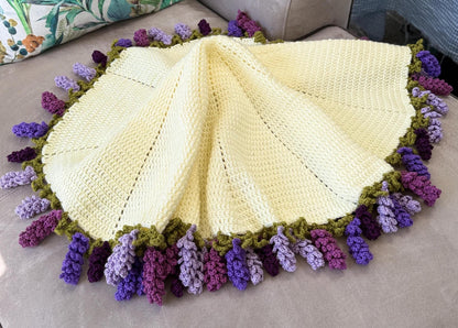 Crochet Lavender Bouquet Blanket: 3D Floral Throw, Soft Yarn Home Decor,Christmas Gift