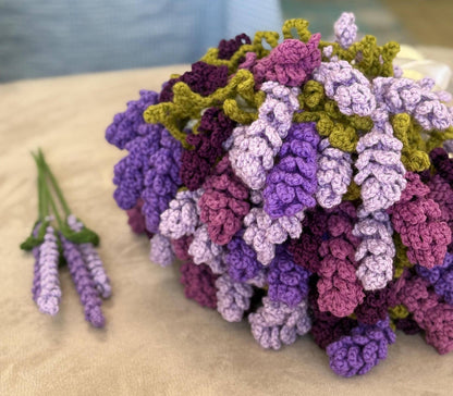 Crochet Lavender Bouquet Blanket: 3D Floral Throw, Soft Yarn Home Decor,Christmas Gift