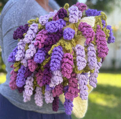 Crochet Lavender Bouquet Blanket: 3D Floral Throw, Soft Yarn Home Decor,Christmas Gift