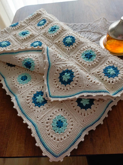Handmade Crochet Cotton Blanket: Boho Granny Square Throw