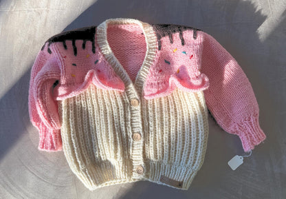 Handmade Kids Cupcake Knit Cardigan: Soft Yarn Sweater (Ages 1–3) Christmas Gift