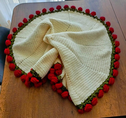 Handmade Crochet Flower Blanket: 3D Floral Bouquet Throw,Gift for Her, Unique Home Decor, Up to 200 cm Sizes Available,Christmas Gift