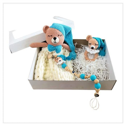 Handmade Baby Gift Set Personalized Dummy Chain,Rattle Toy and Snuggler