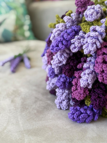 Crochet Lavender Bouquet Blanket: 3D Floral Throw, Soft Yarn Home Decor,Christmas Gift