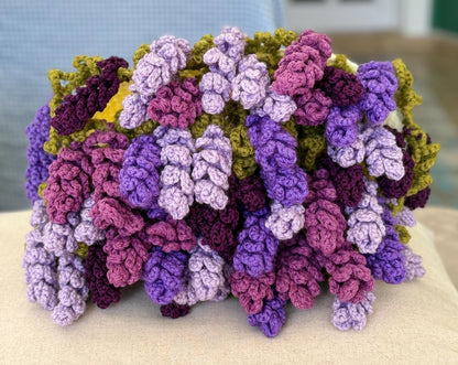 Crochet Lavender Bouquet Blanket: 3D Floral Throw, Soft Yarn Home Decor,Christmas Gift