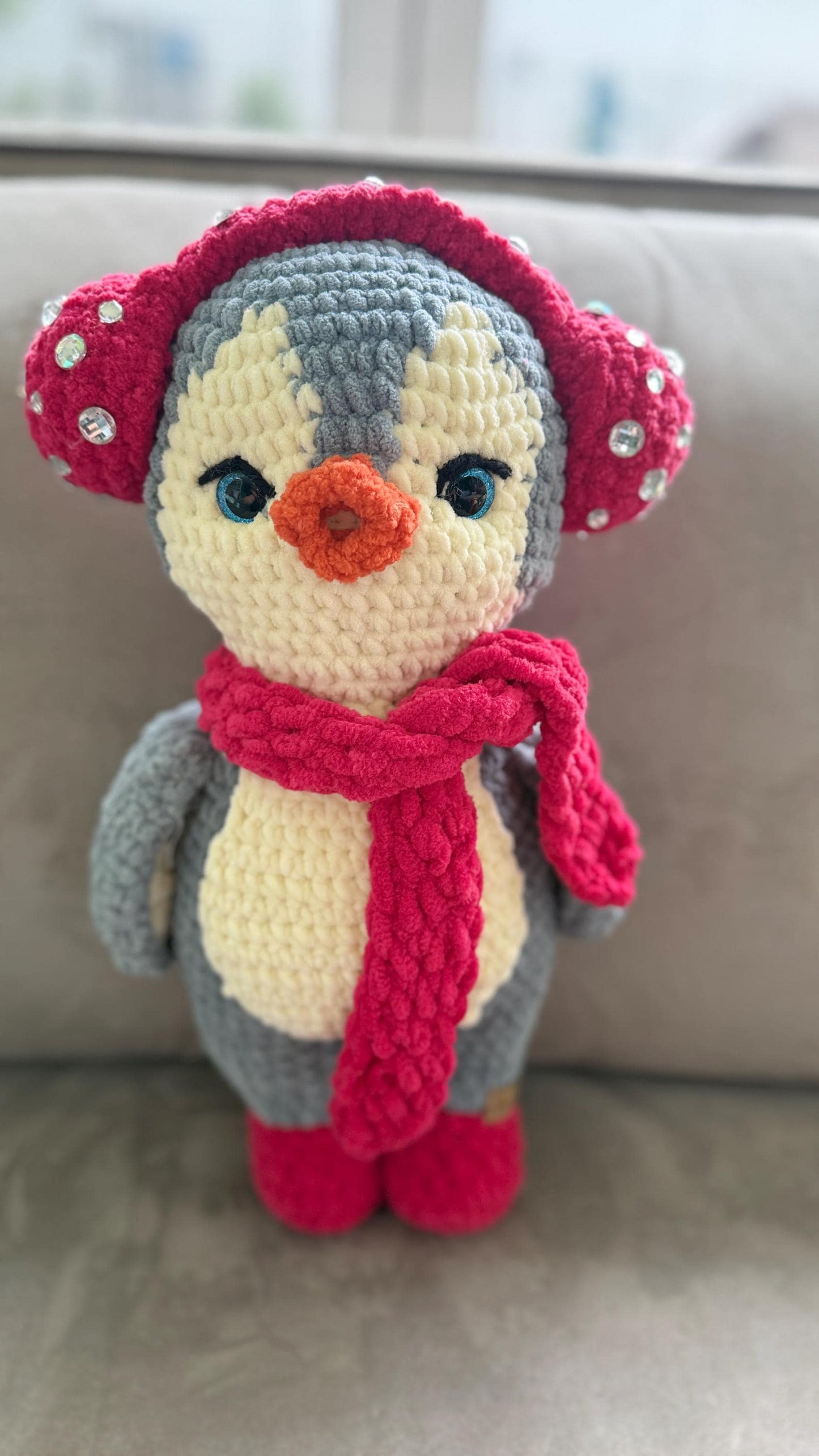 Handmade Velvet Penguin Plushie: Customizable Amigurumi Toy,Christmas Gifts for Kids