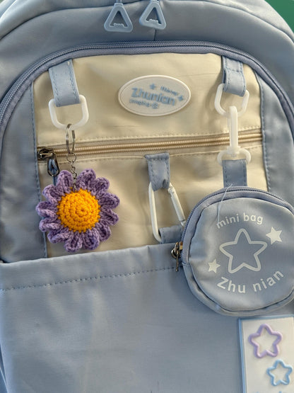 Crochet Daisy Flower Keychain: Handmade Cotton-Acrylic Bag Charm, Party Favor