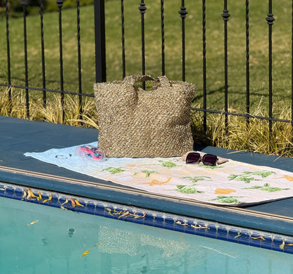 Gold Crochet Beach Bag: Handmade Lined Tote with Magnetic Closure