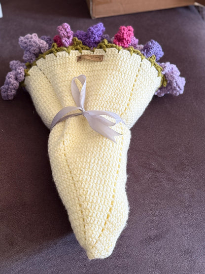 Crochet Lavender Bouquet Blanket: 3D Floral Throw, Soft Yarn Home Decor,Christmas Gift