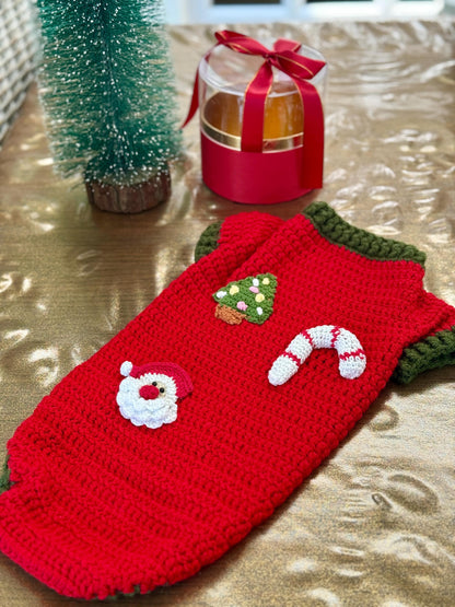 Handmade Crochet Christmas Dog Sweater: Holiday Santa Outfit-Pet Costume