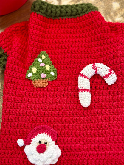 Handmade Crochet Christmas Dog Sweater: Holiday Santa Outfit-Pet Costume