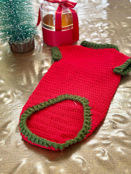 Handmade Crochet Christmas Dog Sweater: Holiday Santa Outfit-Pet Costume