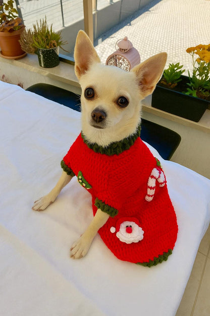 Handmade Crochet Christmas Dog Sweater: Holiday Santa Outfit-Pet Costume