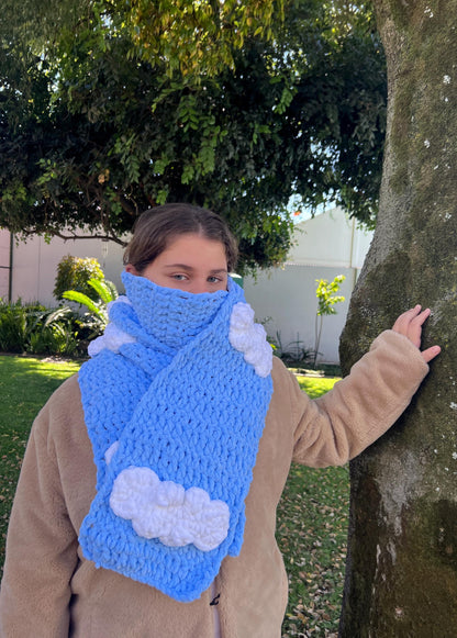 Handmade Velvet Crochet Scarf – Strawberry, Cherry & Daisy Design | Cute Gift for Her, Cozy Winter Accessory