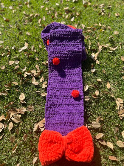 Handmade Velvet Crochet Scarf – Strawberry, Cherry & Daisy Design | Cute Gift for Her, Cozy Winter Accessory