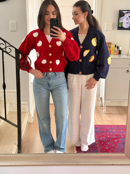 Handmade Heart Cardigan: Trendy Fashion Knitwear,Chunky Knit Christmas Sweater