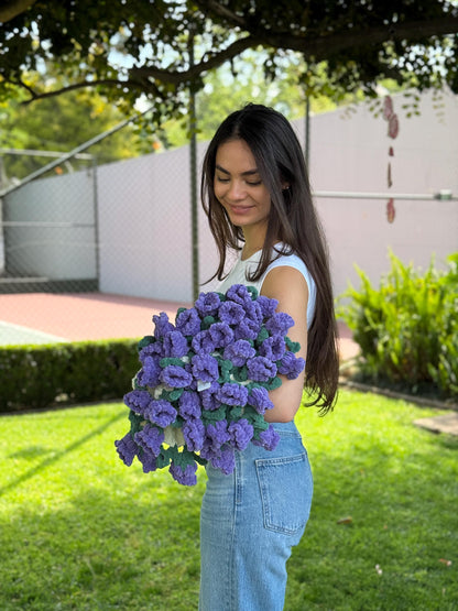 Crochet Bouquet Blanket Velvet Yarn: Handmade Floral Bouquet Throw