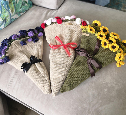 Handmade Crochet Flower Blanket: 3D Floral Bouquet Throw,Gift for Her, Unique Home Decor, Up to 200 cm Sizes Available,Christmas Gift