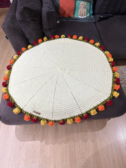 Handmade Crochet Flower Blanket: 3D Floral Bouquet Throw,Gift for Her, Unique Home Decor, Up to 200 cm Sizes Available,Christmas Gift