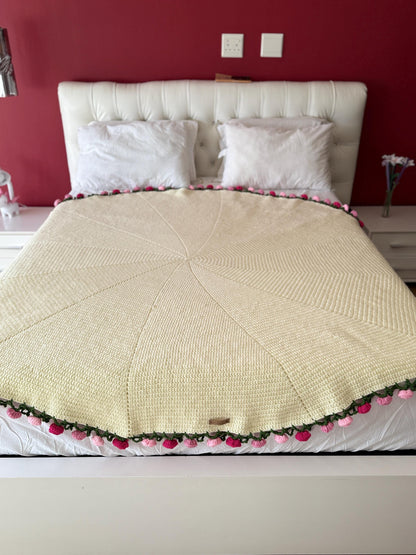 Handmade Crochet Flower Blanket: 3D Floral Bouquet Throw,Gift for Her, Unique Home Decor, Up to 200 cm Sizes Available,Christmas Gift