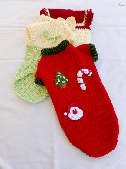 Handmade Crochet Christmas Dog Sweater: Holiday Santa Outfit-Pet Costume