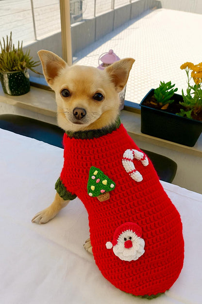 Handmade Crochet Christmas Dog Sweater: Holiday Santa Outfit-Pet Costume