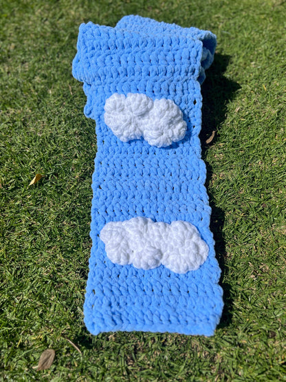 Handmade Velvet Crochet Scarf – Strawberry, Cherry & Daisy Design | Cute Gift for Her, Cozy Winter Accessory