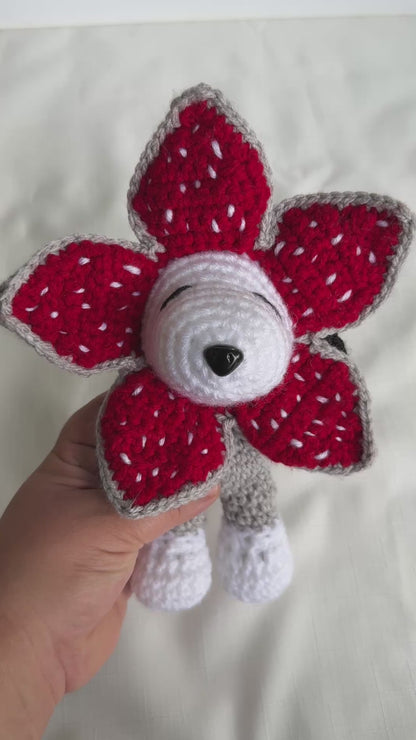 Demogorgon & Snoopy Inspired Crochet Flower Plush – Handmade Stranger Things Style Doll