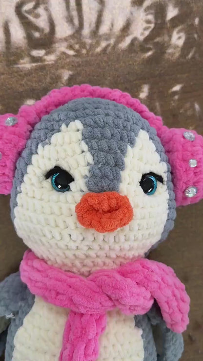 Handmade Velvet Penguin Plushie: Customizable Amigurumi Toy,Christmas Gifts for Kids