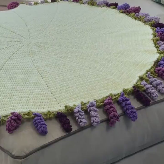 Crochet Lavender Bouquet Blanket: 3D Floral Throw, Soft Yarn Home Decor,Christmas Gift