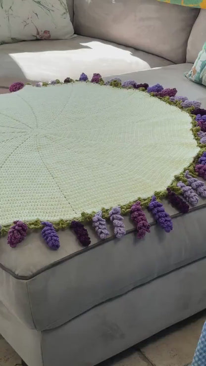 Crochet Lavender Bouquet Blanket: 3D Floral Throw, Soft Yarn Home Decor,Christmas Gift