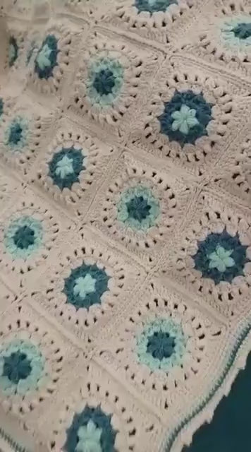 Handmade Crochet Cotton Blanket: Boho Granny Square Throw