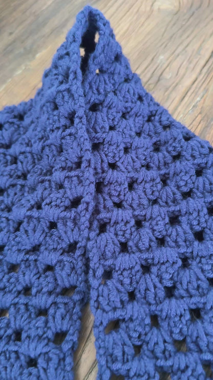 Handmade Crochet Cat Scarf – Navy Blue Winter Scarf with 3D Cats SA