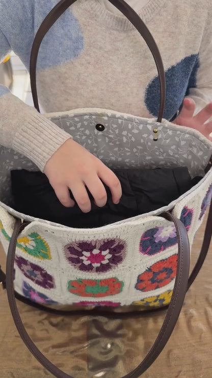 Large Handmade Granny Square Crochet Tote Bag